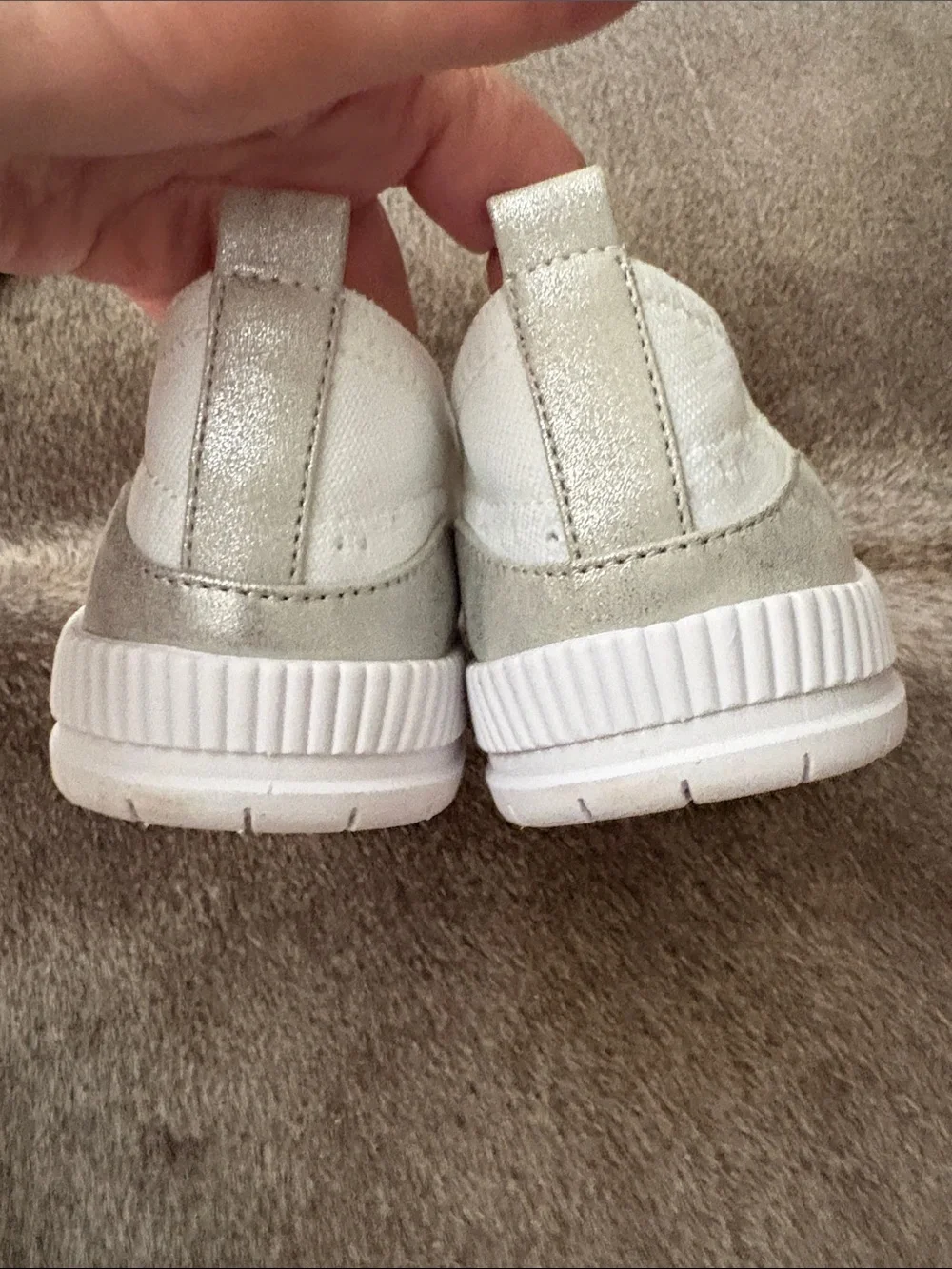 NWOB QVC Easy Spirit Glitz White Knit Slip On Walking Shoes Skimmer Flats Size 9 - Picture 5 of 9